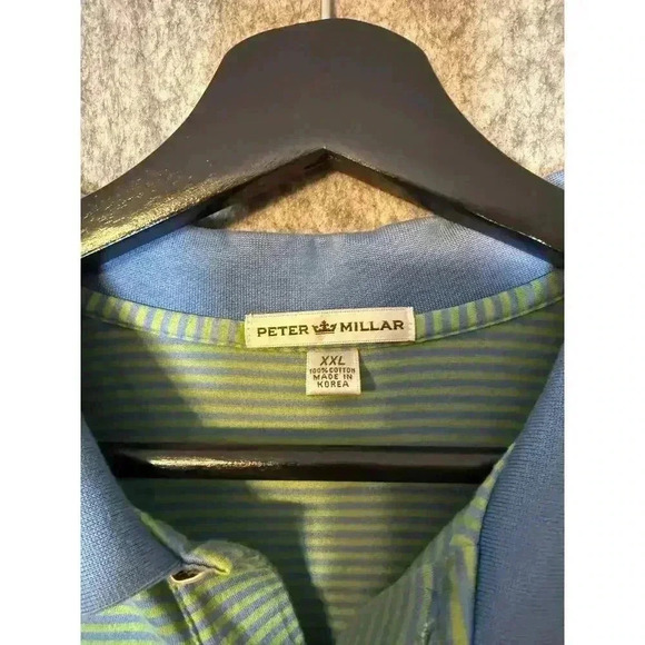 Peter Millar Cotton Green Striped Golf Polo - XXL - Picture 5 of 5